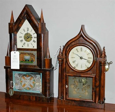 Lot 2222 - Gothic Revival Walnut Veneered Shelf Clock Mid...