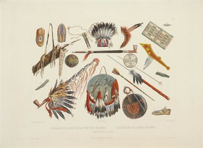 Lot 2124 - After Karl Bodmer INDIAN UTENSILS AND ARMS...