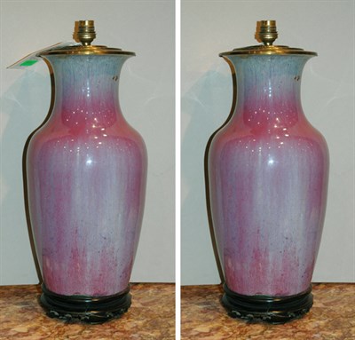 Lot 4432 - Two Asian Porcelain Vasiform Lamps Height 20...