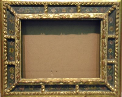 Lot 3093 - Carved, painted and gilt wood frame Sight 10...