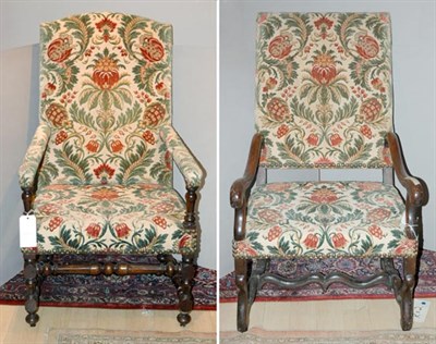 Lot 319 - Two Louis XIII and XIV Walnut High Back...
