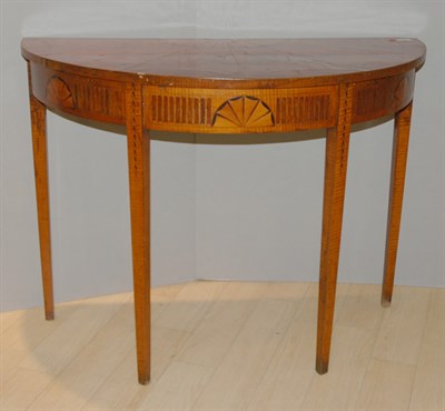 Lot 3457 - Georgian Satinwood Inlaid Demilune Console...