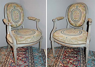 Lot 458 - Pair of Louis XVI Painted Fauteuils Late 18th...