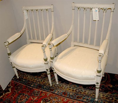 Lot 600 - Pair of Directoire Painted Fauteuils Late 18th...