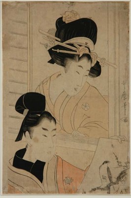 Lot 1002 - Japanese Woodblock Print, Utamaro 18th Century...