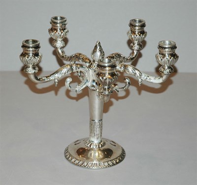 Lot 4283 - Continental Silver Five-Light Candelabra...