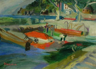 Lot 58 - Germaine Verna French, 1900-1975 DOCK SCENE...