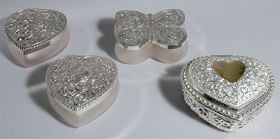 Lot 3371 - Four Silver Plated and Glass Boxes Comprising...