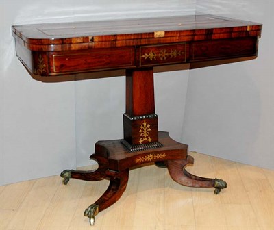 Lot 647 - Regency Brass Inlaid Rosewood Games Table...