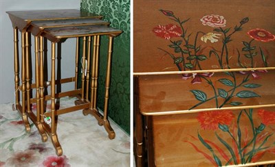 Lot 4116 - Regency Style Polychrome Painted Nest of Three...
