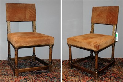 Lot 4143 - Set of Four Suede Upholstered Fruitwood Side...