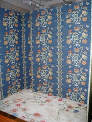 Lot 4170A - Floral Decorated Five-Panel Fabric Screen...