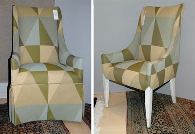 Lot 4099 - Set of Eight Art Deco Style Upholstered Armchairs