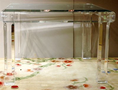 Lot 4107 - Glass Top Acrylic Dining Table Height 28 1/4...