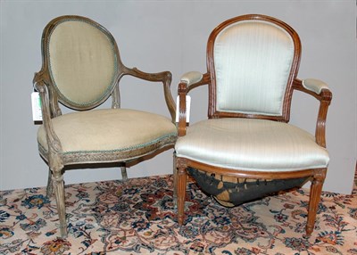 Lot 4388 - Two Louis XVI Style Walnut Armchairs