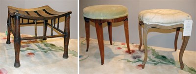 Lot 4159 - Three Continental Stools Comprising a Louis XV...