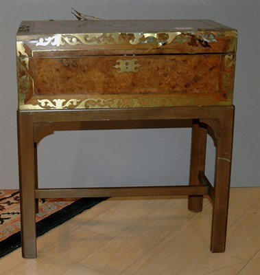 Lot 4126 - Victorian Brass Bound Burl-Wood Lap Desk on...