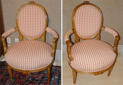 Lot 476 - Pair of Louis XVI Beechwood Fauteuils Late...