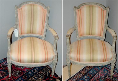Lot 454 - Pair of Louis XVI Painted Fauteuils Late 18th...