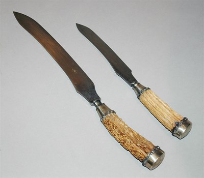Lot 4288 - Two Horn Handled Carving Knives
