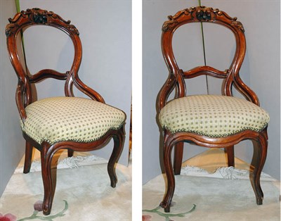 Lot 4174 - Pair of Victorian Style Carved Walnut Side Chairs