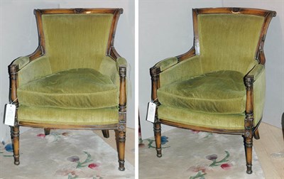 Lot 4184 - Pair of Neoclassical Style Upholstered Walnut...