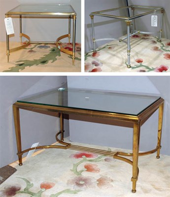 Lot 4211 - Three Glass Top Metal Low Tables Height of...