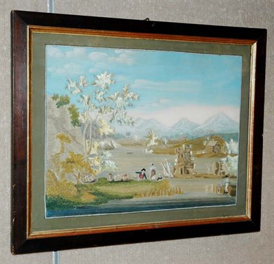 Lot 2226 - Continental Needlework and Watercolor Picture...