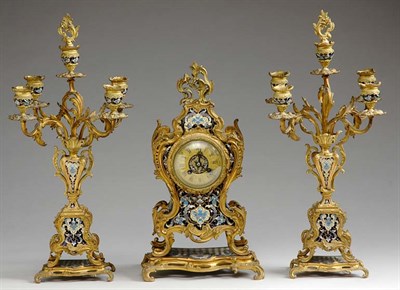 Lot 2267 - Louis XV Style Gilt-Bronze and Enameled Clock...