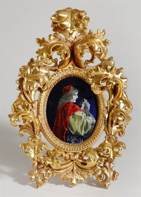 Lot 2133 - Limoges Enamel Figural Plaque Of oval form,...