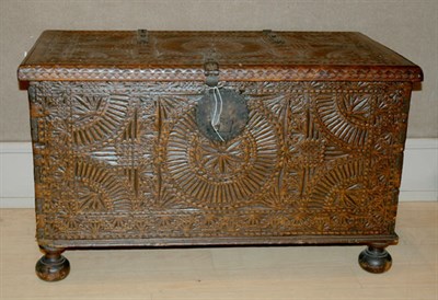 Lot 474 - Continental Iron Mounted Carved Wood Blanket...