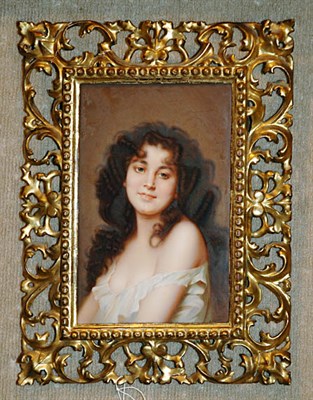 Lot 2505 - Framed Continental Porcelain Plaque of Anita...