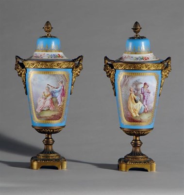 Lot 2112 - Pair of Sevres Style Gilt-Metal Mounted...