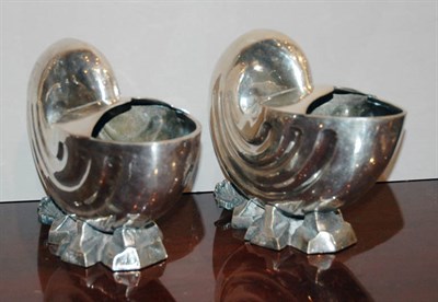 Lot 4270 - Pair of Silver Plated Shell-Form Spoon Warmers