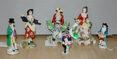 Lot 4370 - Group of Six Continental Porcelain Figures In...