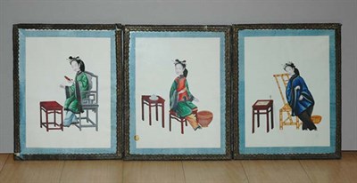 Lot 4378 - Group of Eight Chinese Watercolor Pictures