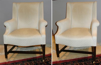 Lot 4438 - Pair of Georgian Style Upholstered Mahogany...