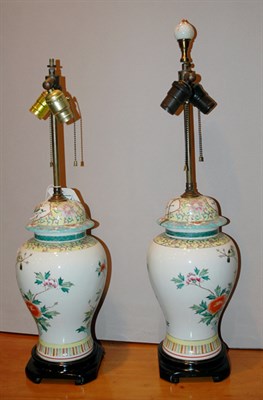 Lot 4364 - Pair of Asian Polychrome Painted Porcelain Two-...