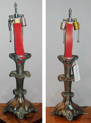 Lot 4401 - Pair of Silver Plated Candlestick Two-Light...