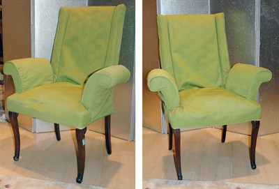 Lot 4349 - Pair of Georgian Style Mahogany Armchairs