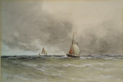 Lot 1026 - J.M. Lion 19th/20th Century SHIPS IN A STORMY...