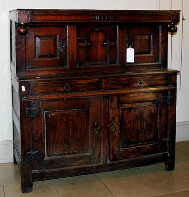 Lot 313 - Charles II Oak Court Cupboard The rectangular...