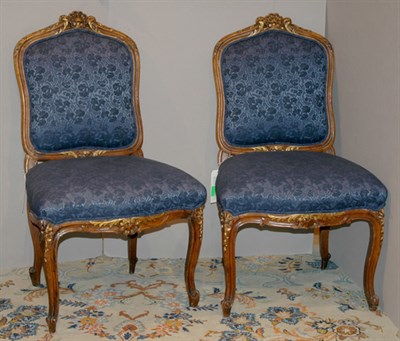 Lot 3475 - Pair of Louis XV Style Upholstered Walnut Side...