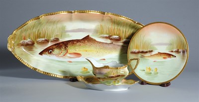Lot 3463 - Limoges Porcelain Fish Service Signed....