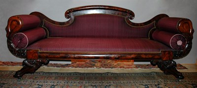 Lot 2196 - Classical Mahogany Upholstered Settee Possibly...