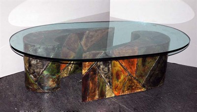 Lot 240 - Paul Evans Glass Top Sculpted Metal Coffee...
