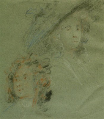 Lot 2037 - English School 18th Century Study of Two Heads...