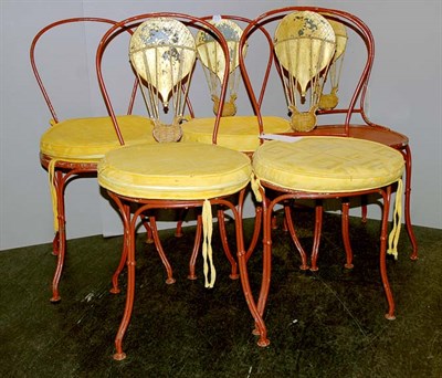 Lot 1158 - Set of Five Gilt Decorated Red Painted Metal...