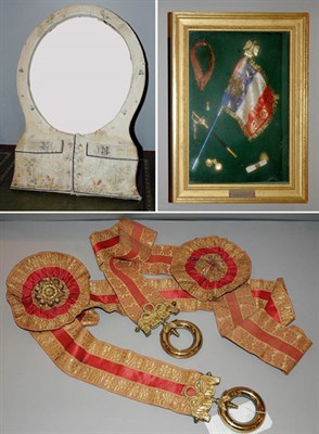 Lot 1100 - Embroidered Waistcoat Mirror; Together with...