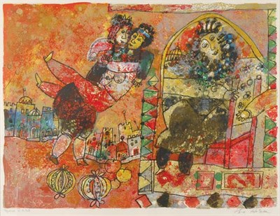 Lot 158 - Theo Tobiasse [FIGURES IN LANDSCAPES] Three...